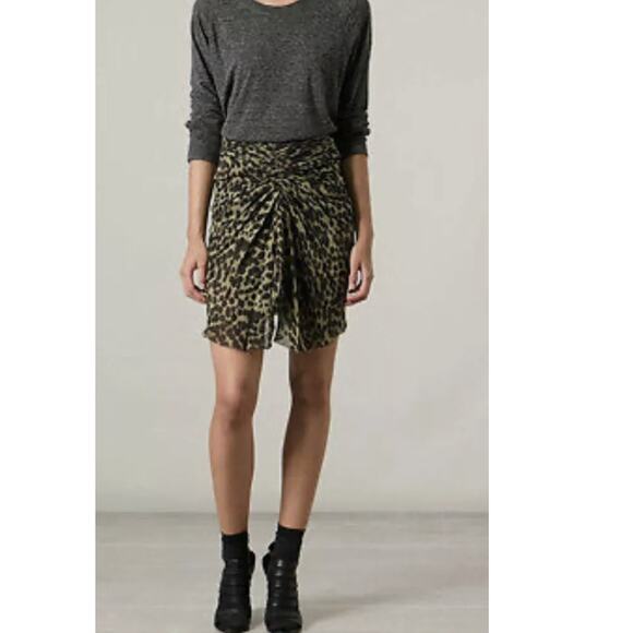Isabel Marant Viscose “Coleen” Sarong Skirt Mini Size 36 Animal Print - Picture 1 of 11
